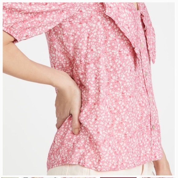 WAYF Amie Button Up Blouse Cherise Ditsy Floral XS cottagecore prairie - Picture 7 of 11